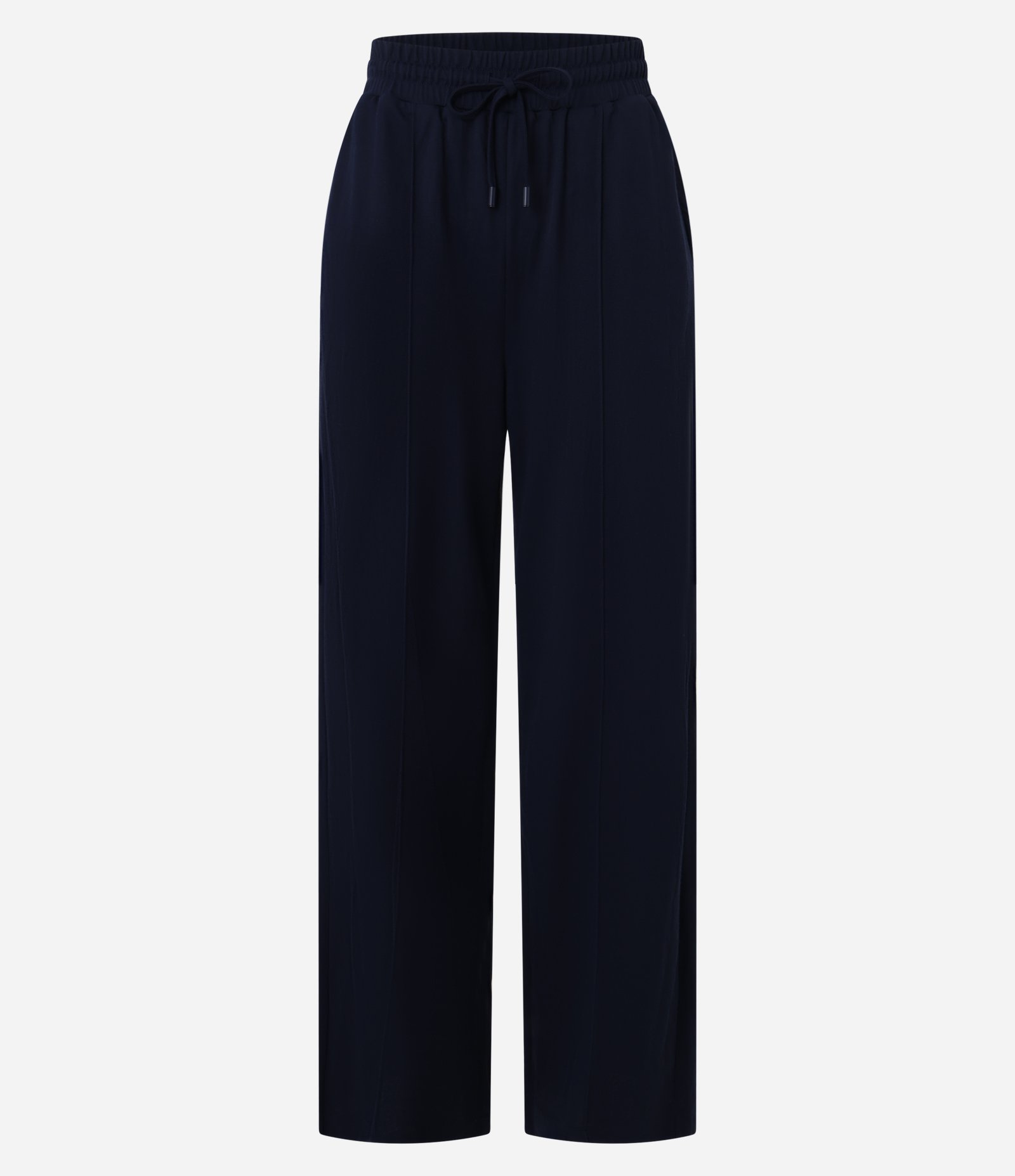 Calça Reta de Cintura Alta em Malha Piquet com Cós Elástico Azul 7