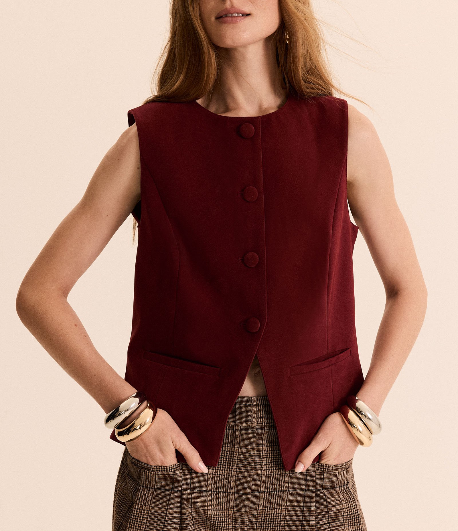 Calça Wide Leg em Alfaiataria com Cintura Alta Marrom 3