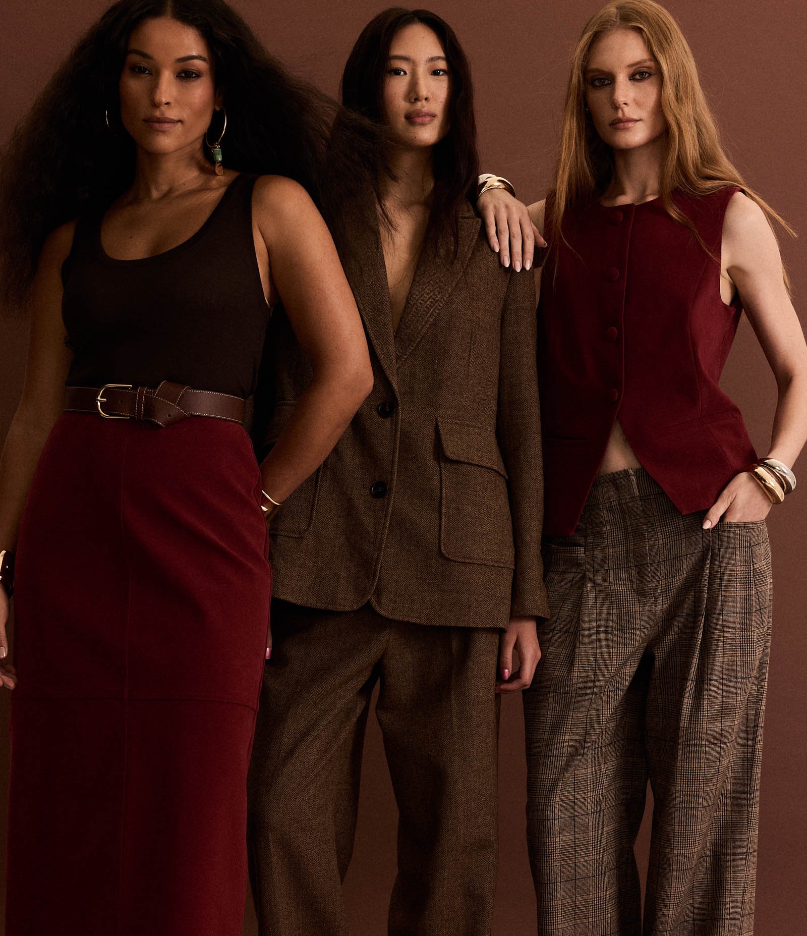 Calça Wide Leg em Alfaiataria com Cintura Alta Marrom 4