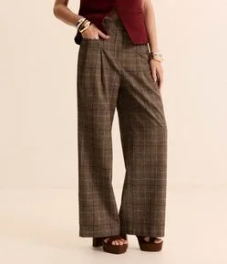 Calça Wide Leg em Alfaiataria com Cintura Alta