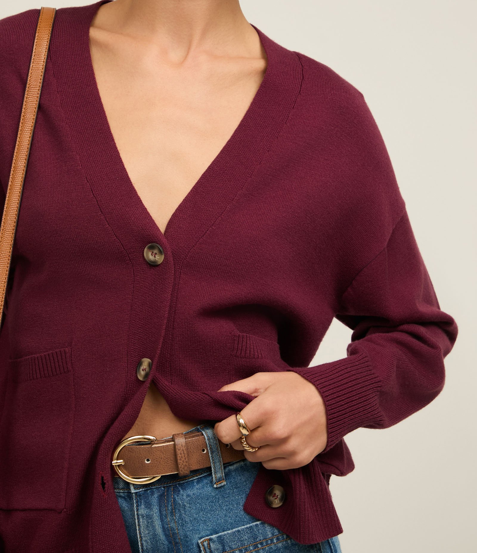 Cardigan em Tricô com Fechamento de Botões Tartaruga Bordô 3