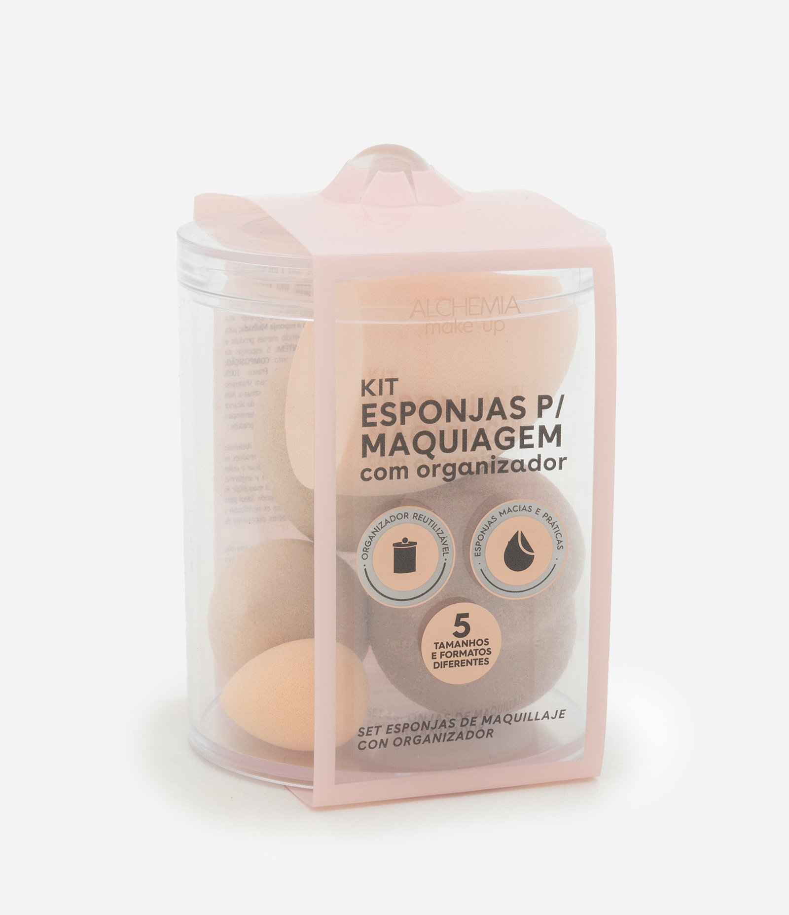 Kit 05 Esponjas de Maquiagem com Organizador Alchemia Multicores 1