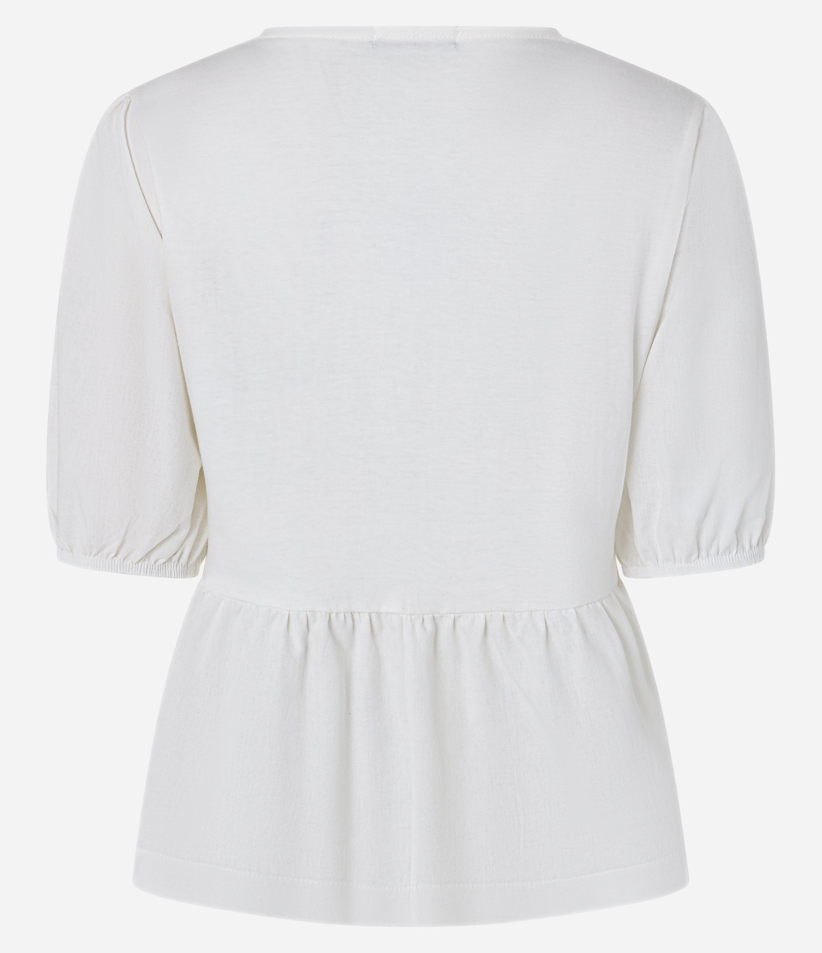 Blusa Peplum em Algodão com Manga Bufante e Branco 5