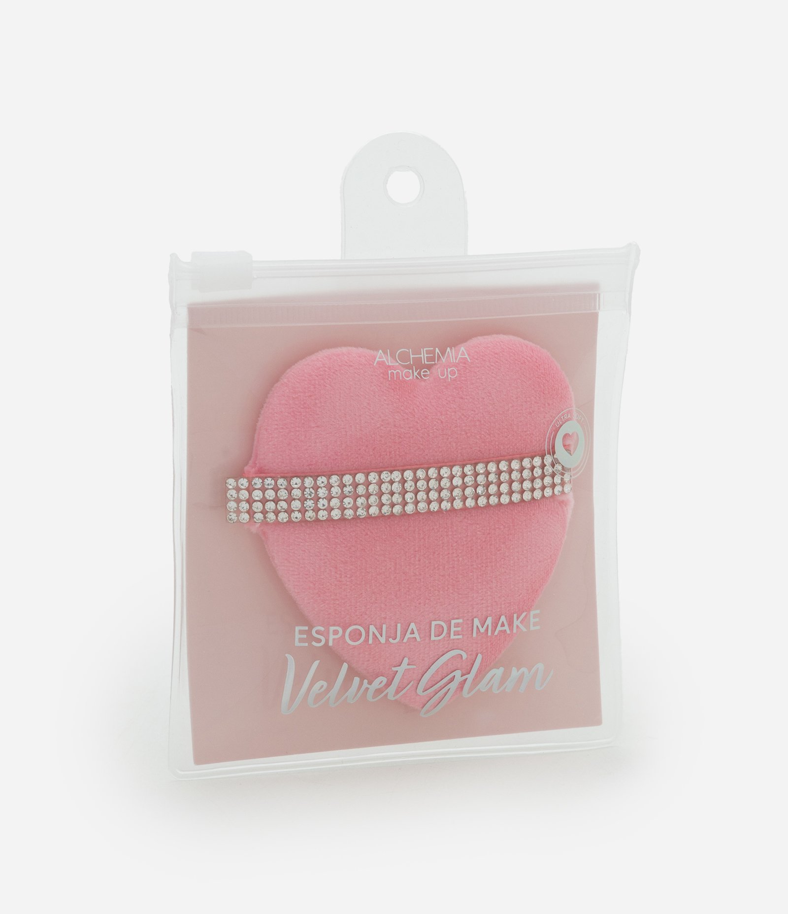 Esponja Individual Coração com Strass para Maquiagem Alchemia Rosa 2