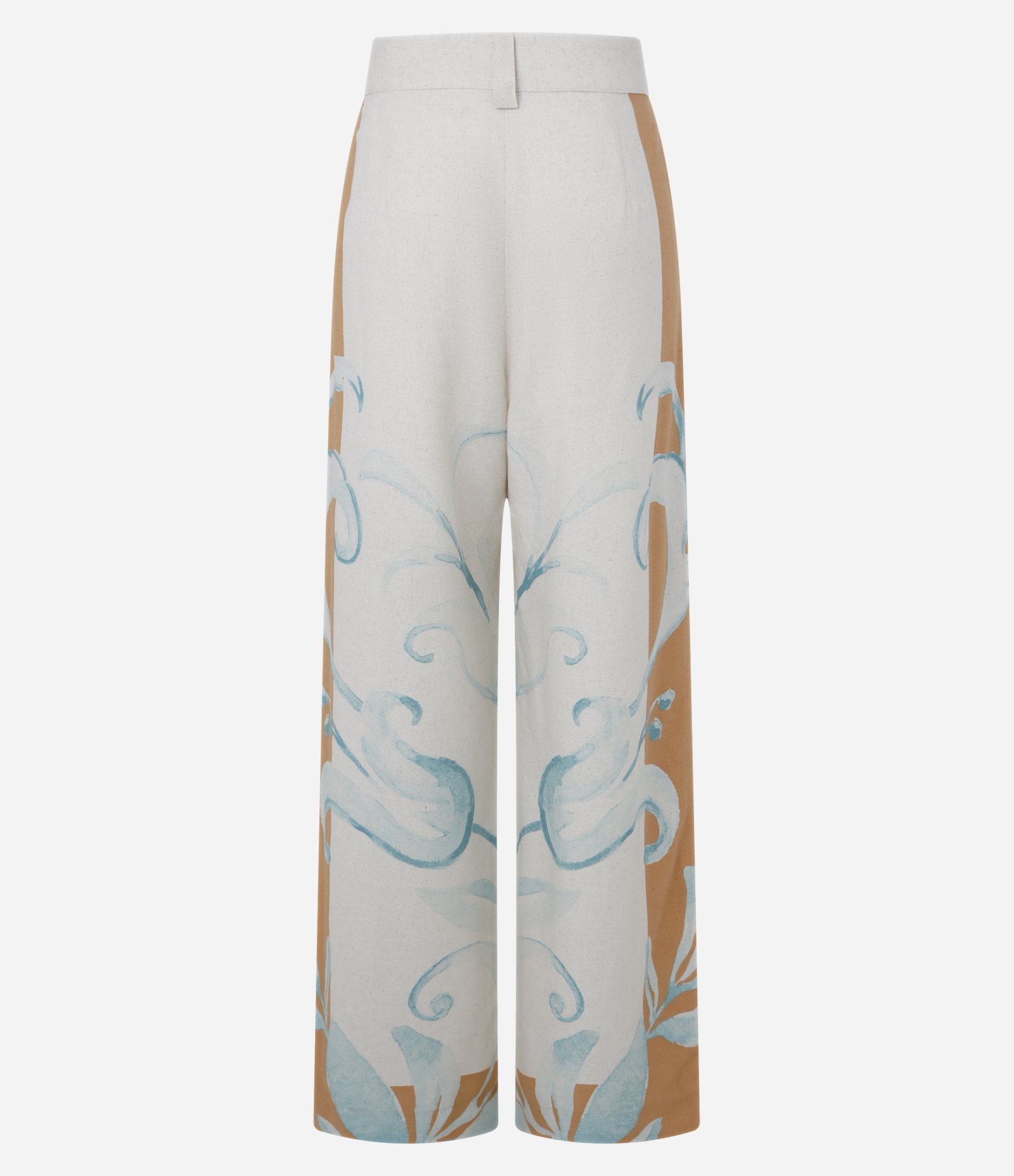 Calça Wide Leg Estampada em Viscolinho com Cintura Alta Off White 8