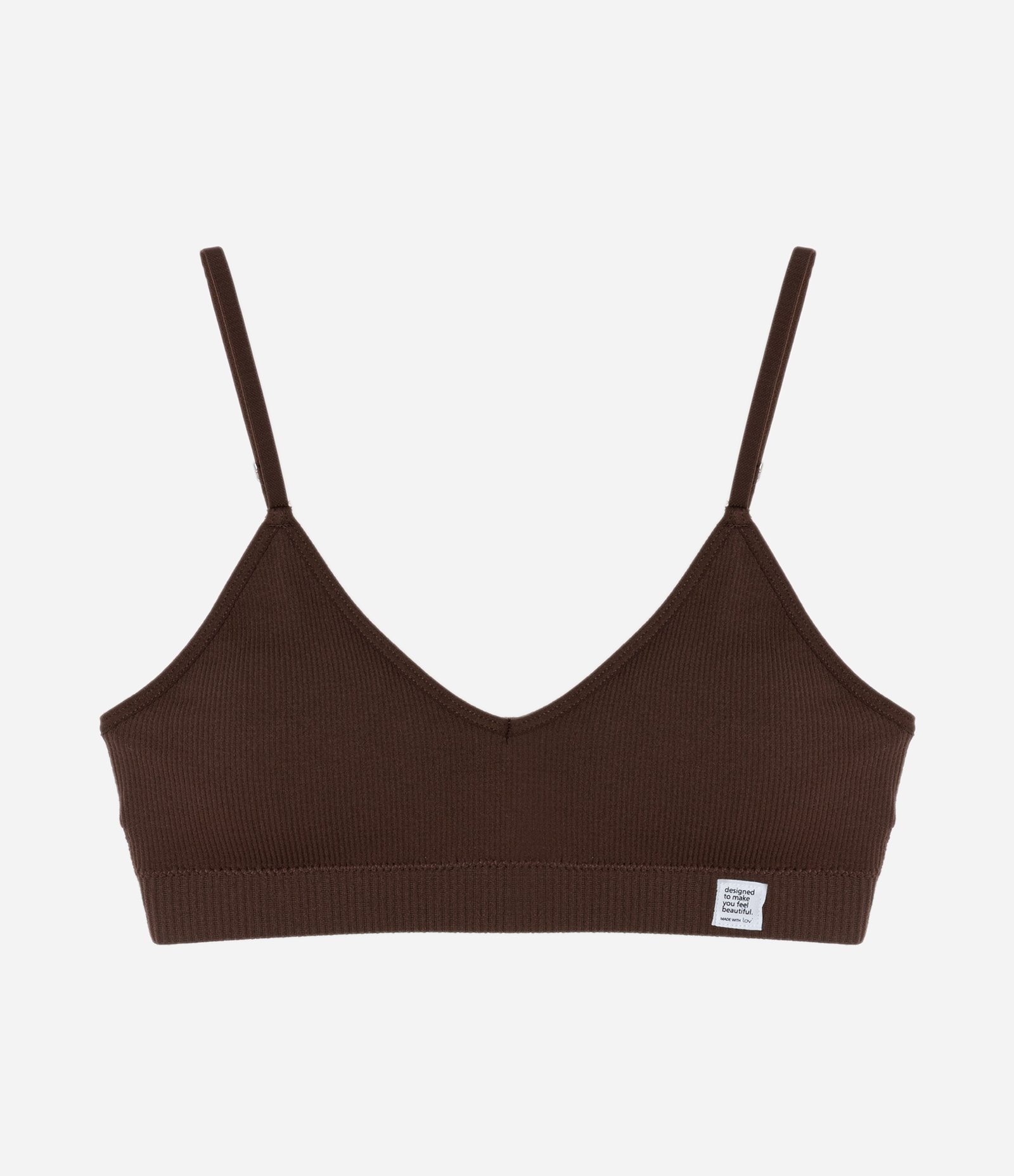 Sutiã Top sem Bojo em Microfibra com Textura Canelada Marrom 5