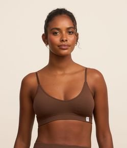 Sutiã Top sem Bojo em Microfibra com Textura Canelada