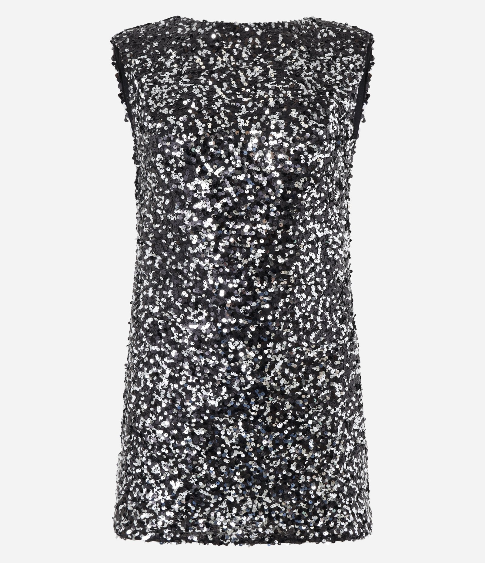 Vestido Curto em Paetê com Ombreira e Costas Abertas Preto 5