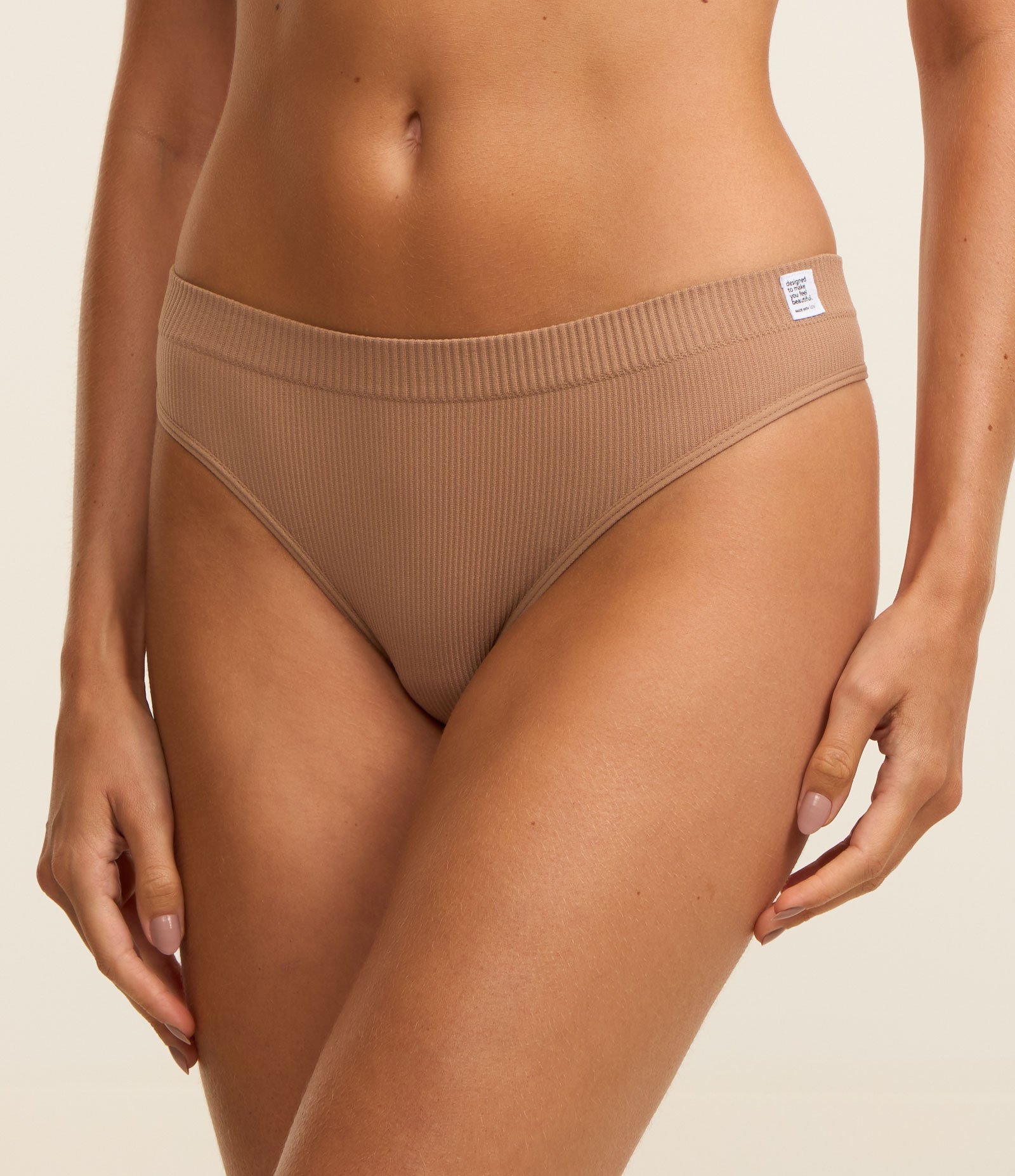 Kit 02 Calcinhas Biquíni Fio Seamless Marrom/Off White 3