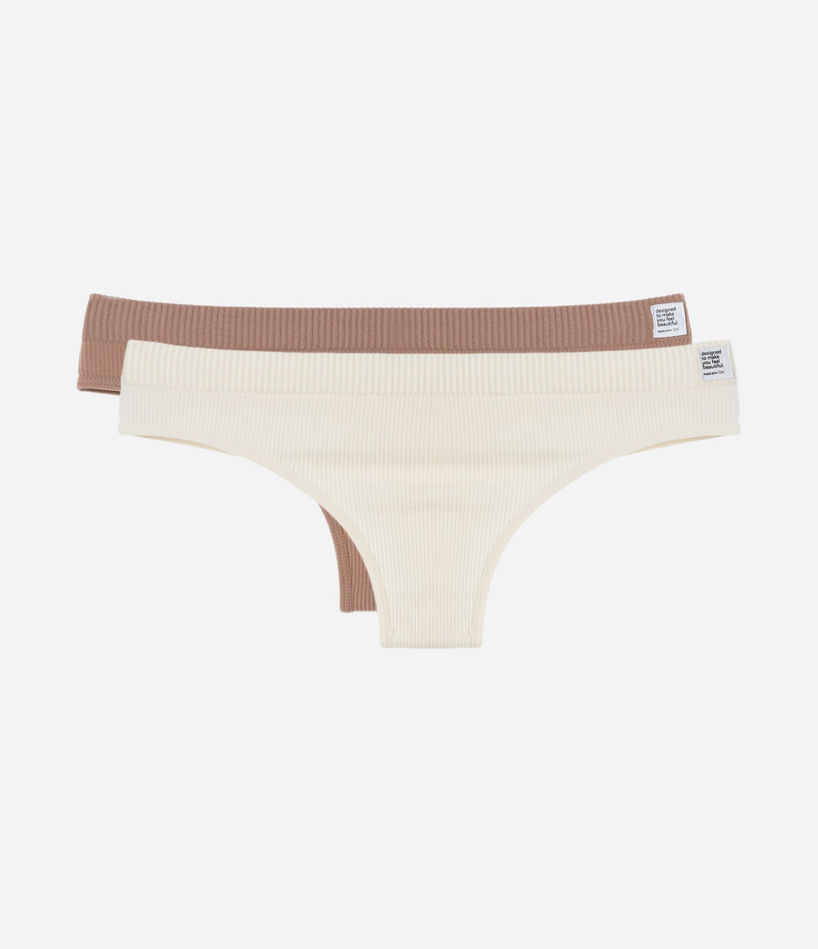 Kit 02 Calcinhas Biquíni Fio Seamless Marrom/Off White 1
