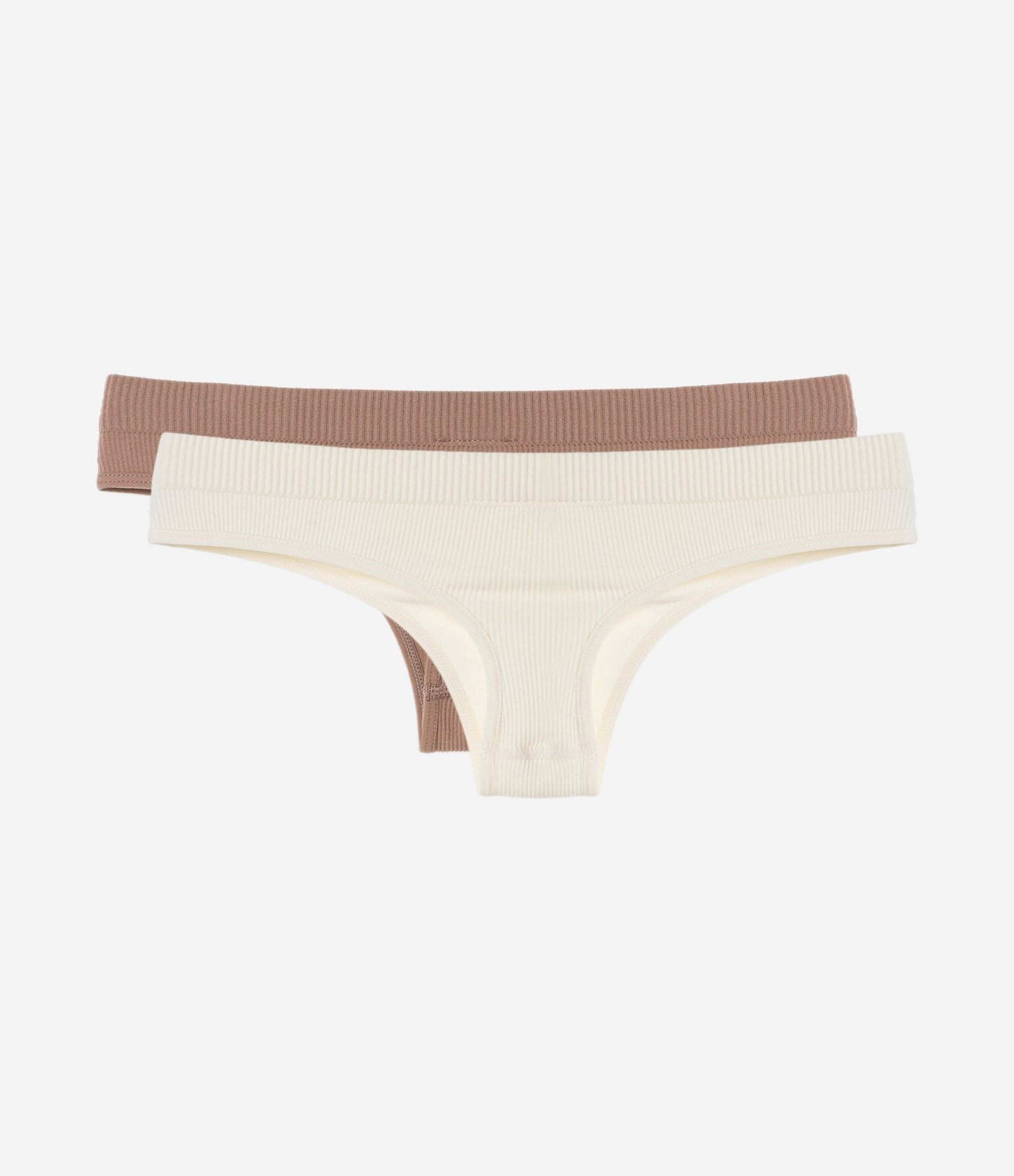 Kit 02 Calcinhas Biquíni Fio Seamless Marrom/Off White 2
