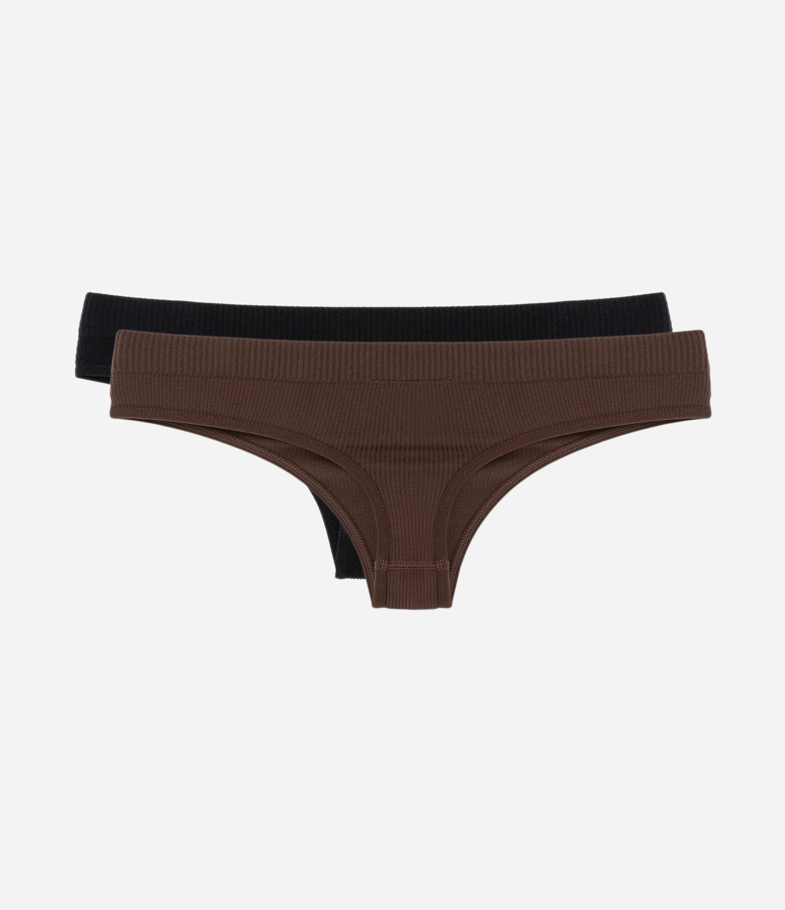 Kit 02 Calcinha Biquíni Fio Seamless com Etiqueta no Cós Preto/ Marrom 2