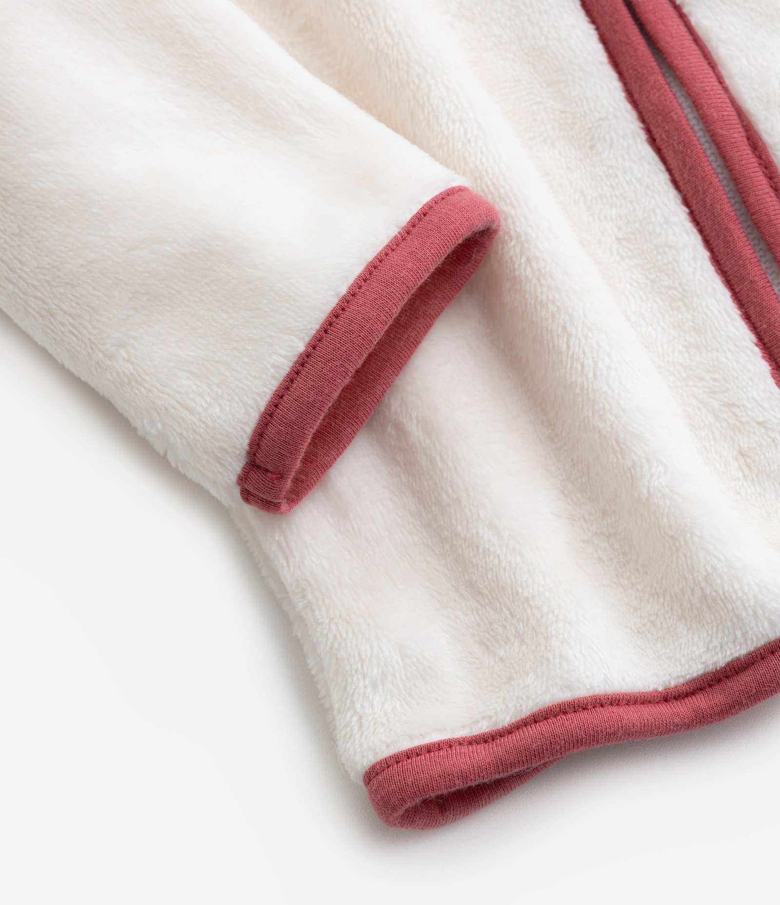 Jaqueta Infantil em Fleece com Capuz e Bordado de Bichinho – Tam 0 a 18 Meses Off White 4