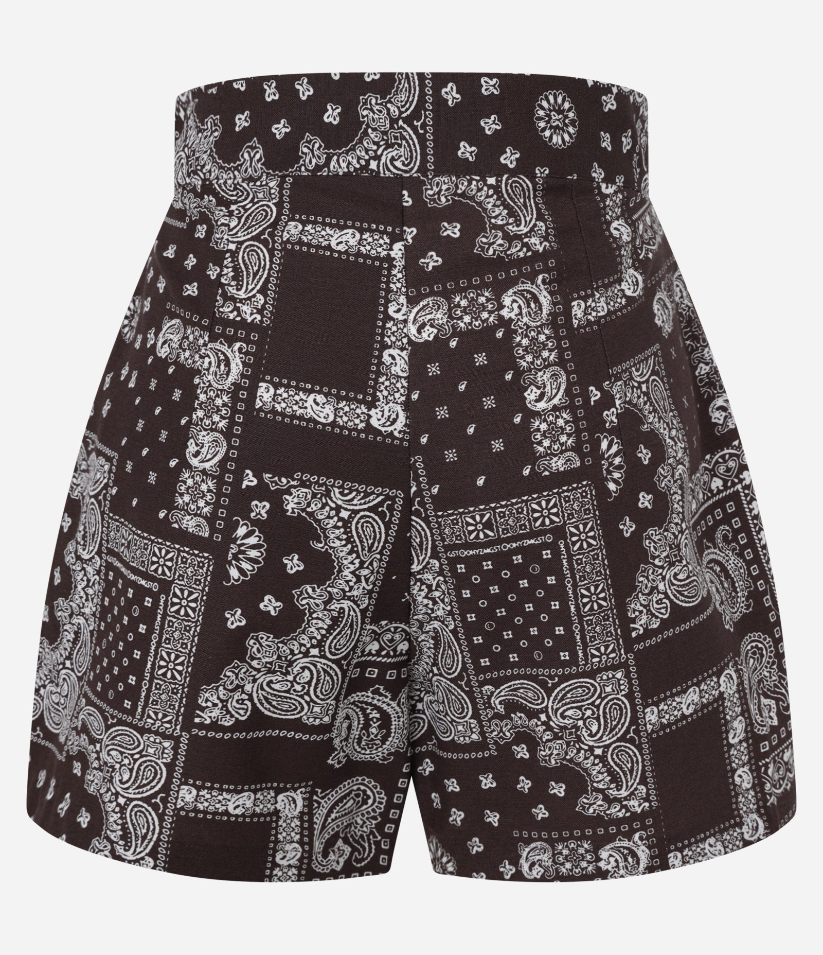 Short Saia em Viscolinho com Estampa Lenço Marrom 8