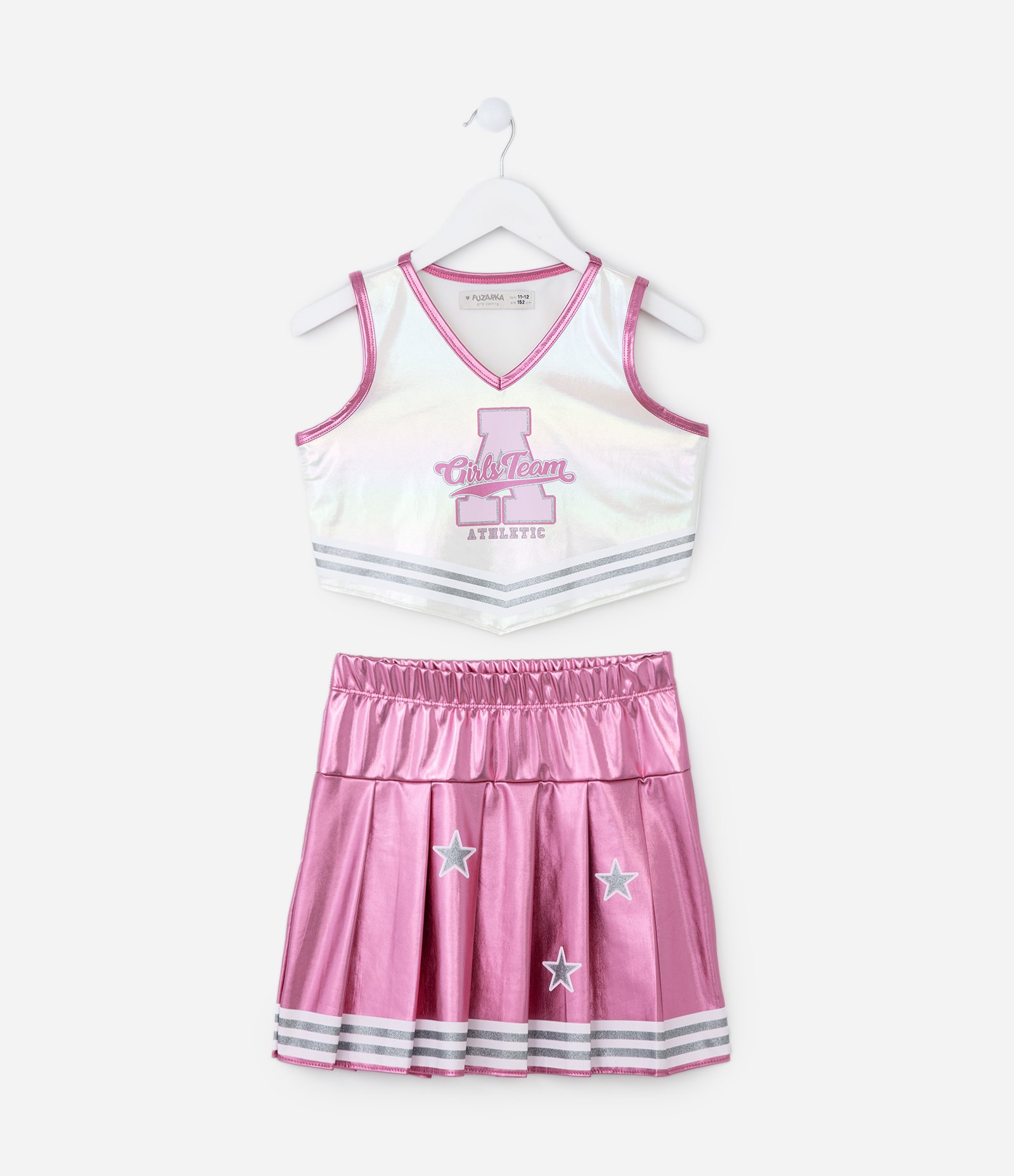 Conjunto Infantil Cheerleader Girls Team - Tam 5 a 14 anos Rosa/Branco 1