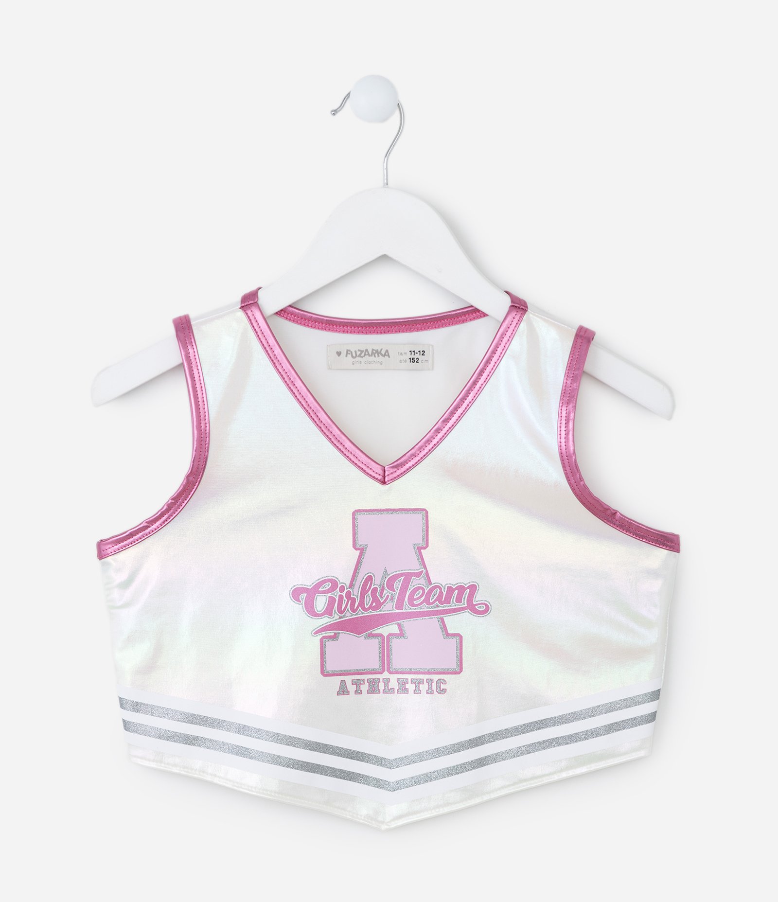 Conjunto Infantil Cheerleader Girls Team - Tam 5 a 14 anos Rosa/Branco 2