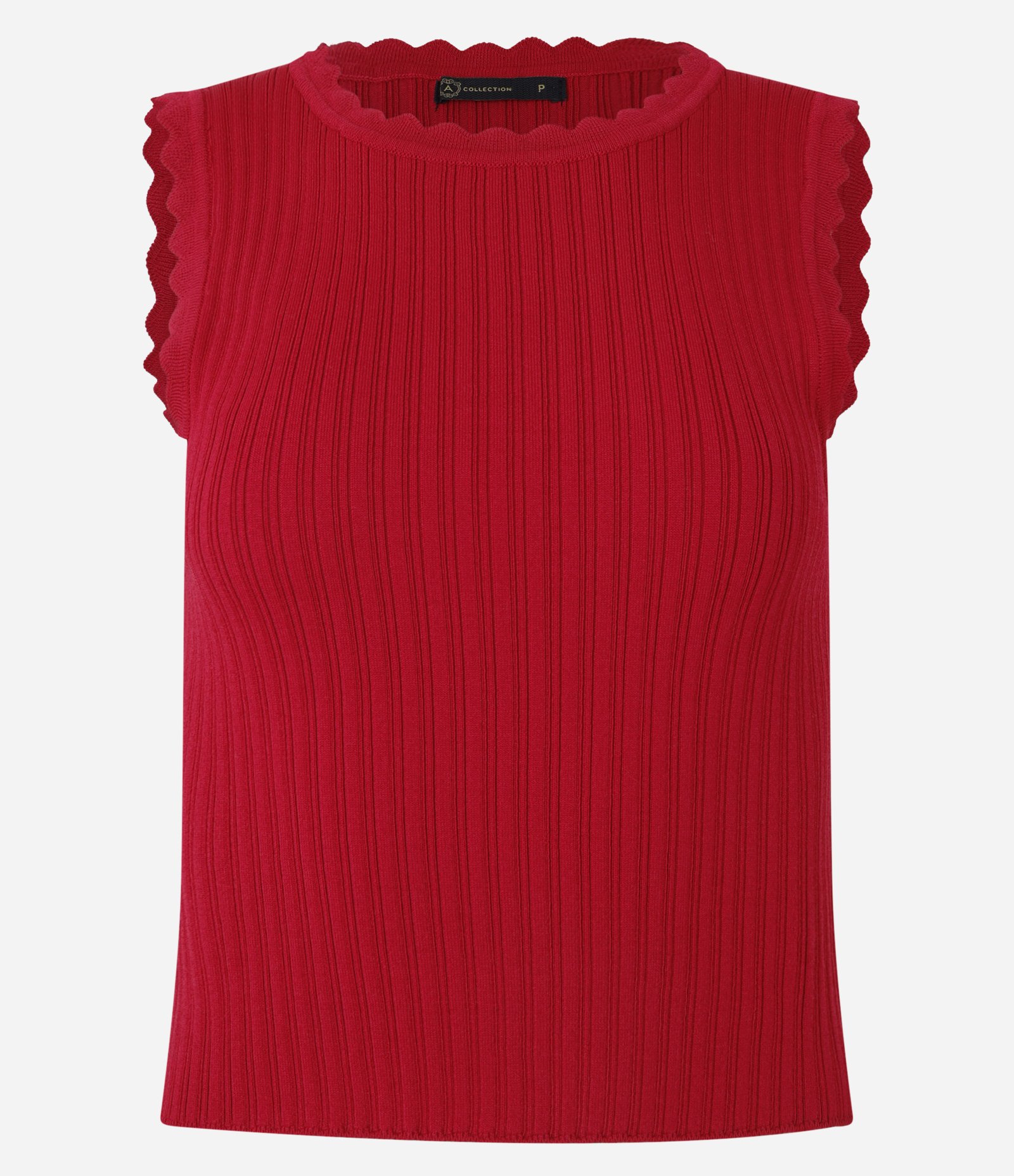 Blusa em Tricô Canelado com Detalhe Ondulados Vermelho 6