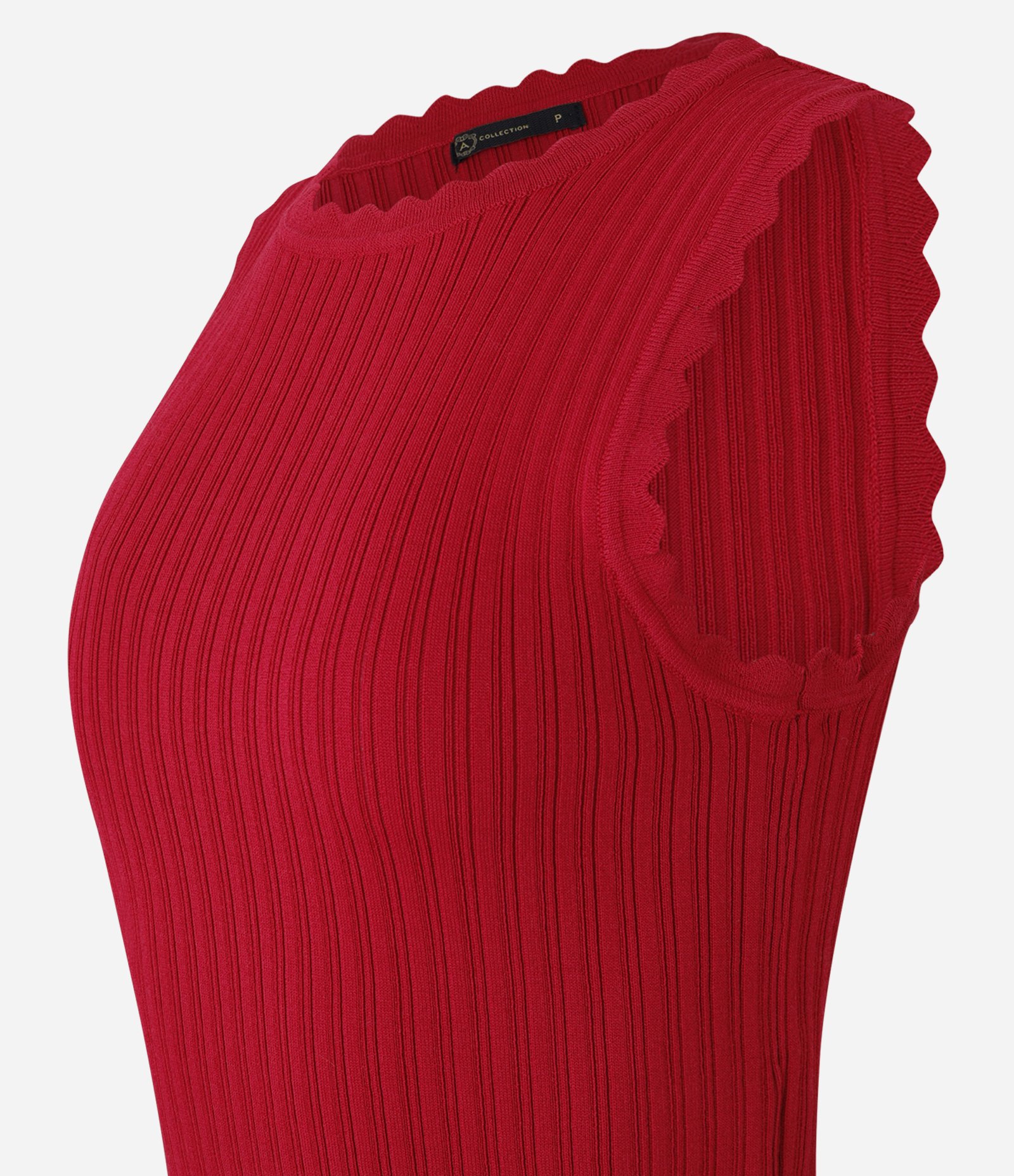 Blusa em Tricô Canelado com Detalhe Ondulados Vermelho 7