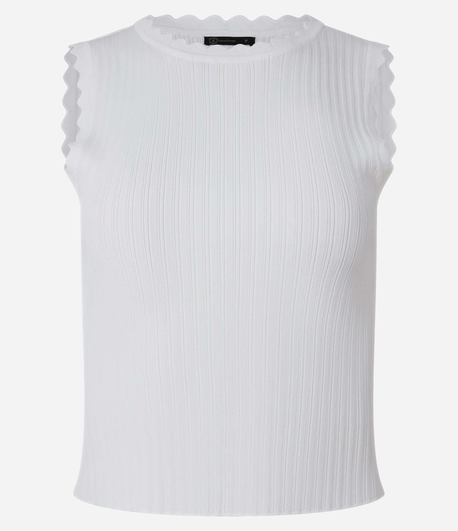 Blusa em Tricô Canelado com Detalhe Ondulados Branco 5