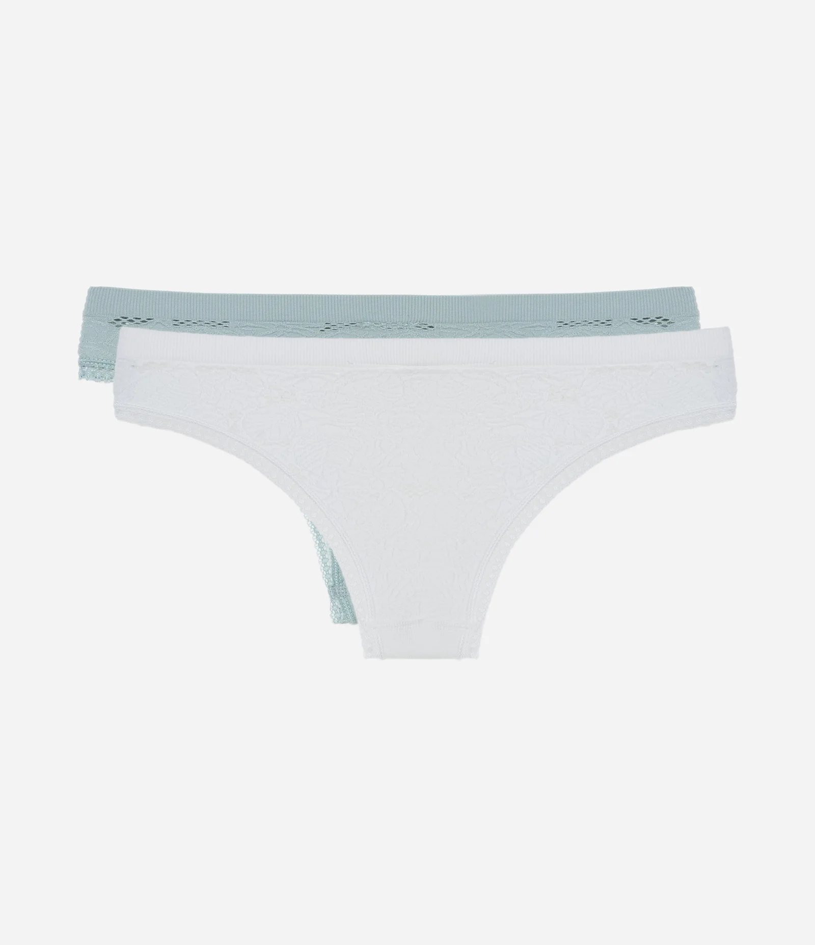 Kit 02 Calcinhas Biquíni Seamless com Texturas Verde/Branco 2