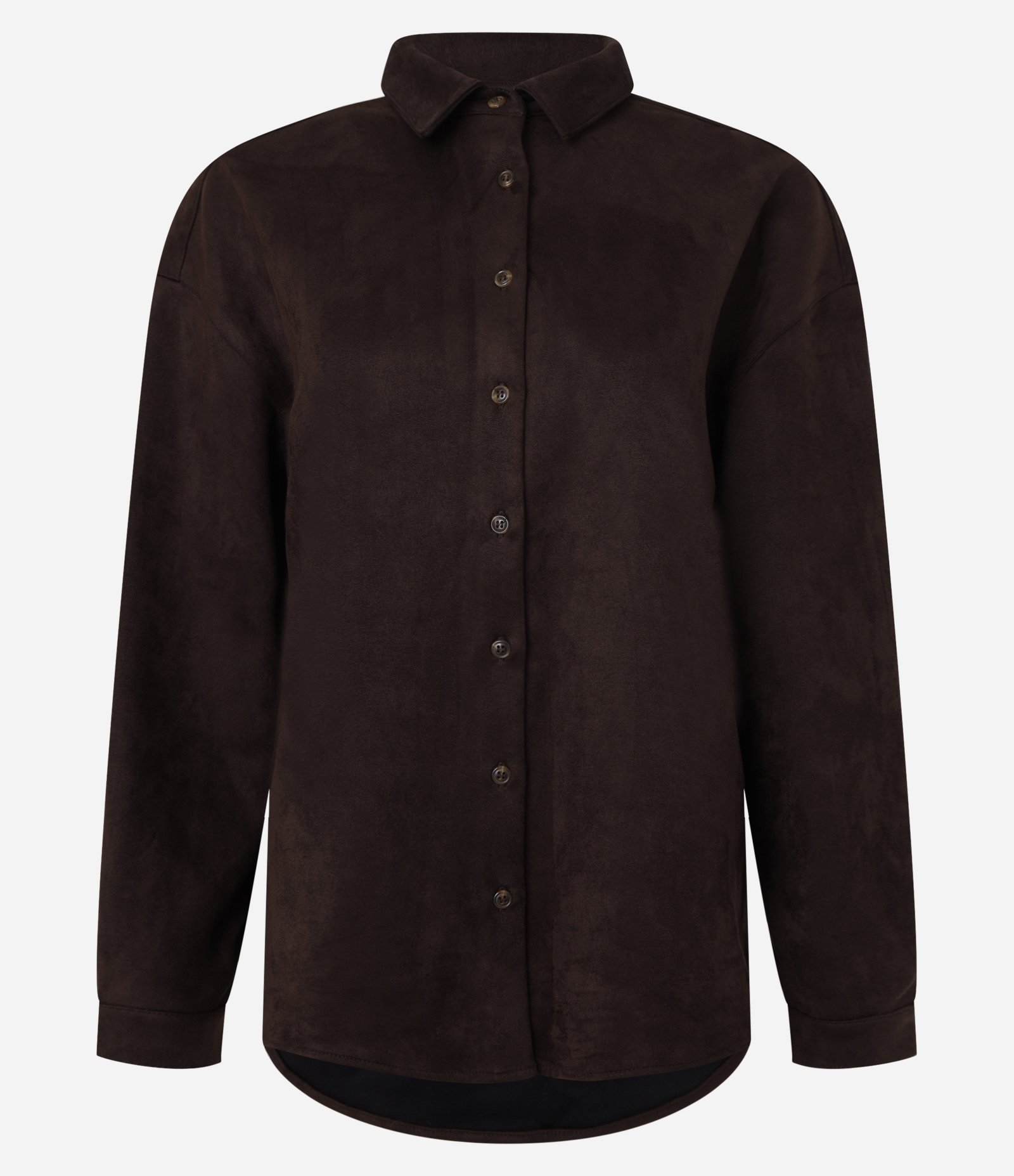Camisa em Suede com Cava Deslocada Marrom 8