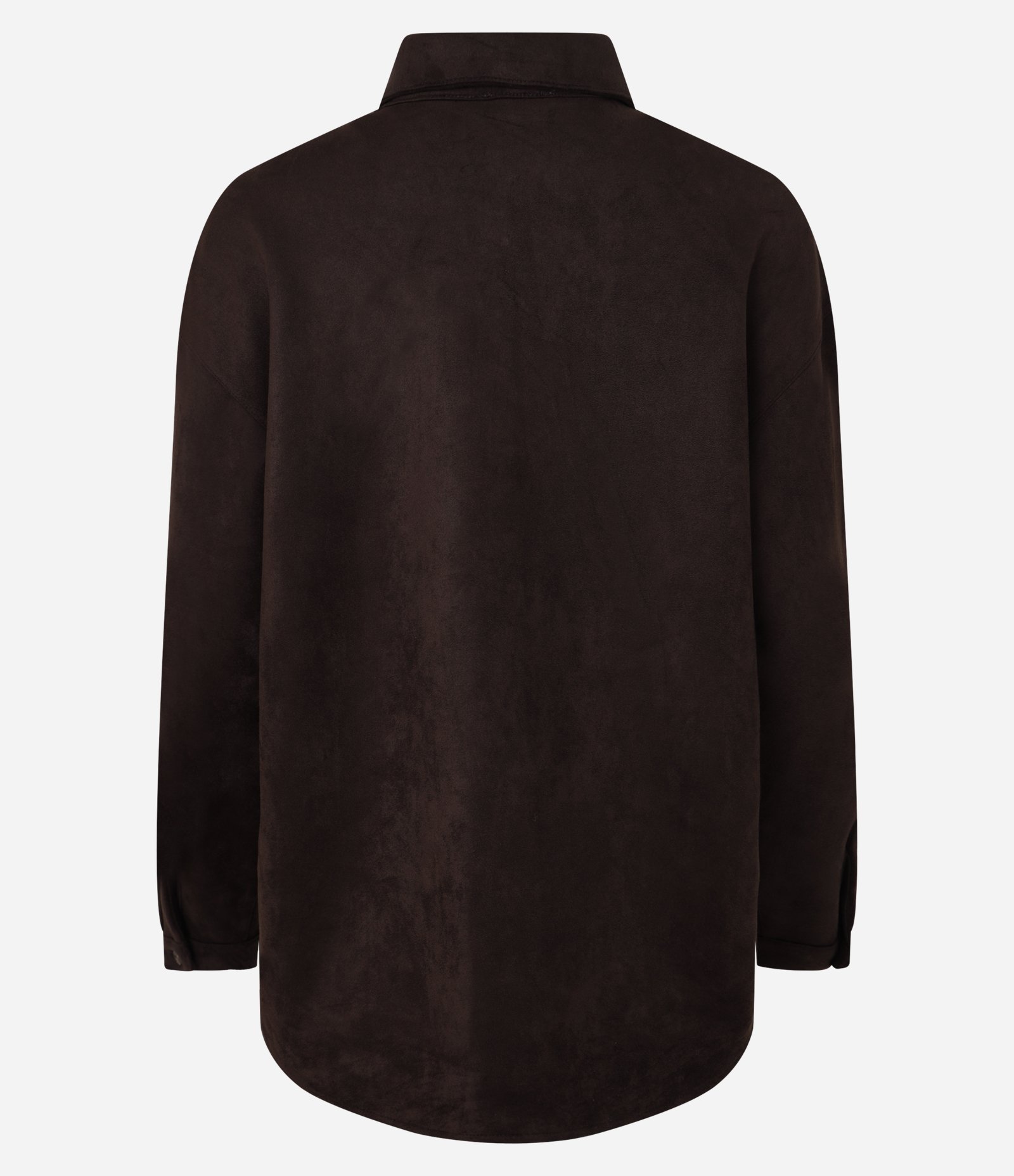Camisa em Suede com Cava Deslocada Marrom 10