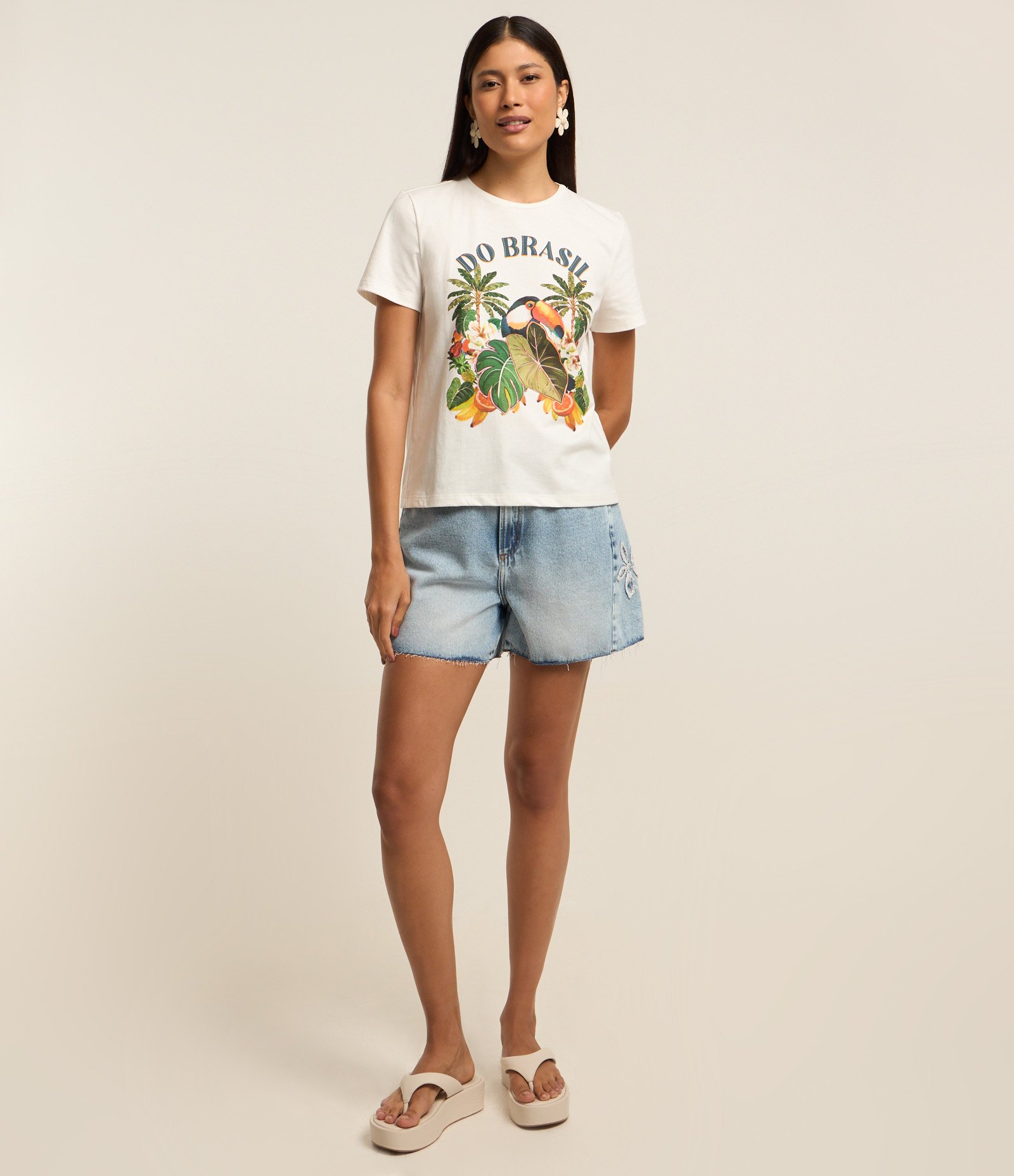 Blusa em Algodão com Estampa Tucano do Brasil Off White 2