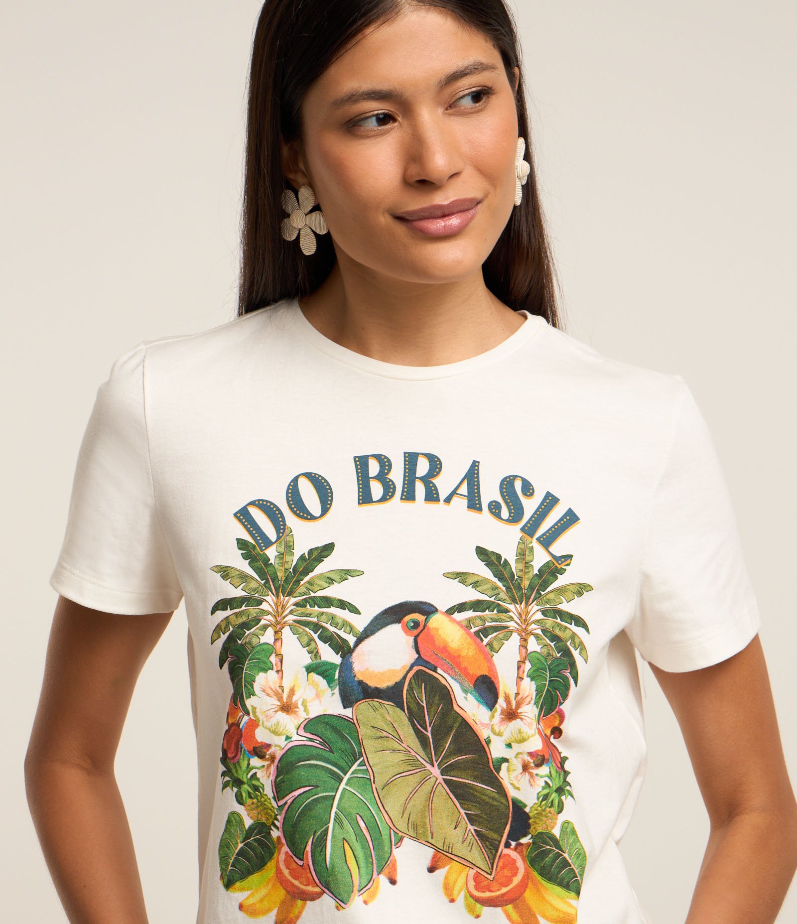 Blusa em Algodão com Estampa Tucano do Brasil Off White 3