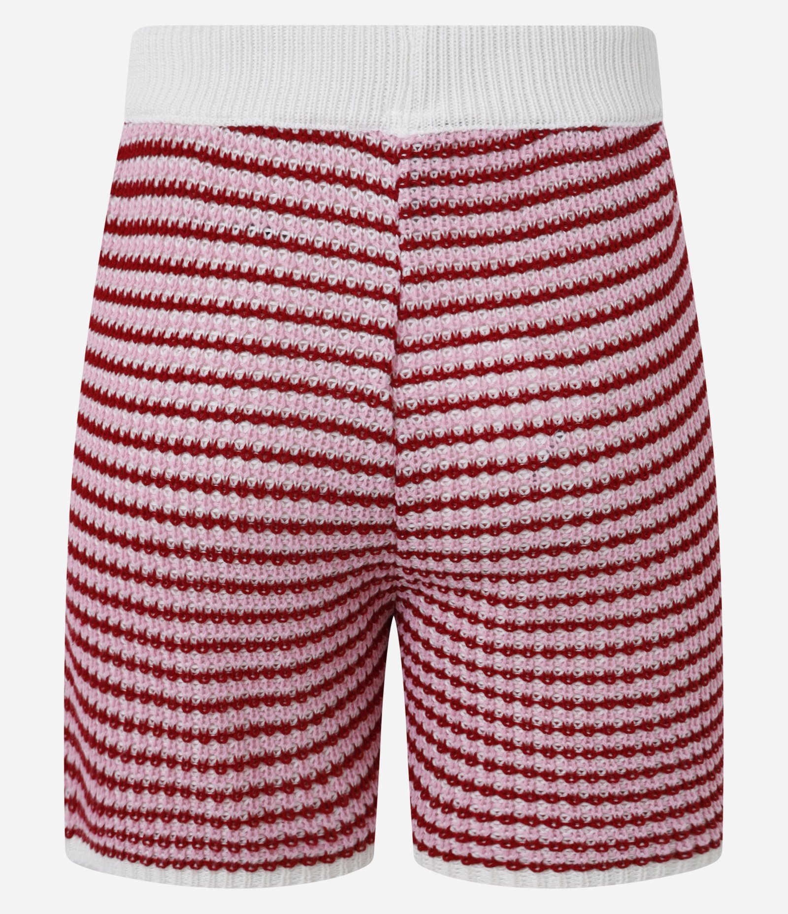 Short em Tricô Listrado com Cós Contrastante Vermelho/Branco 9