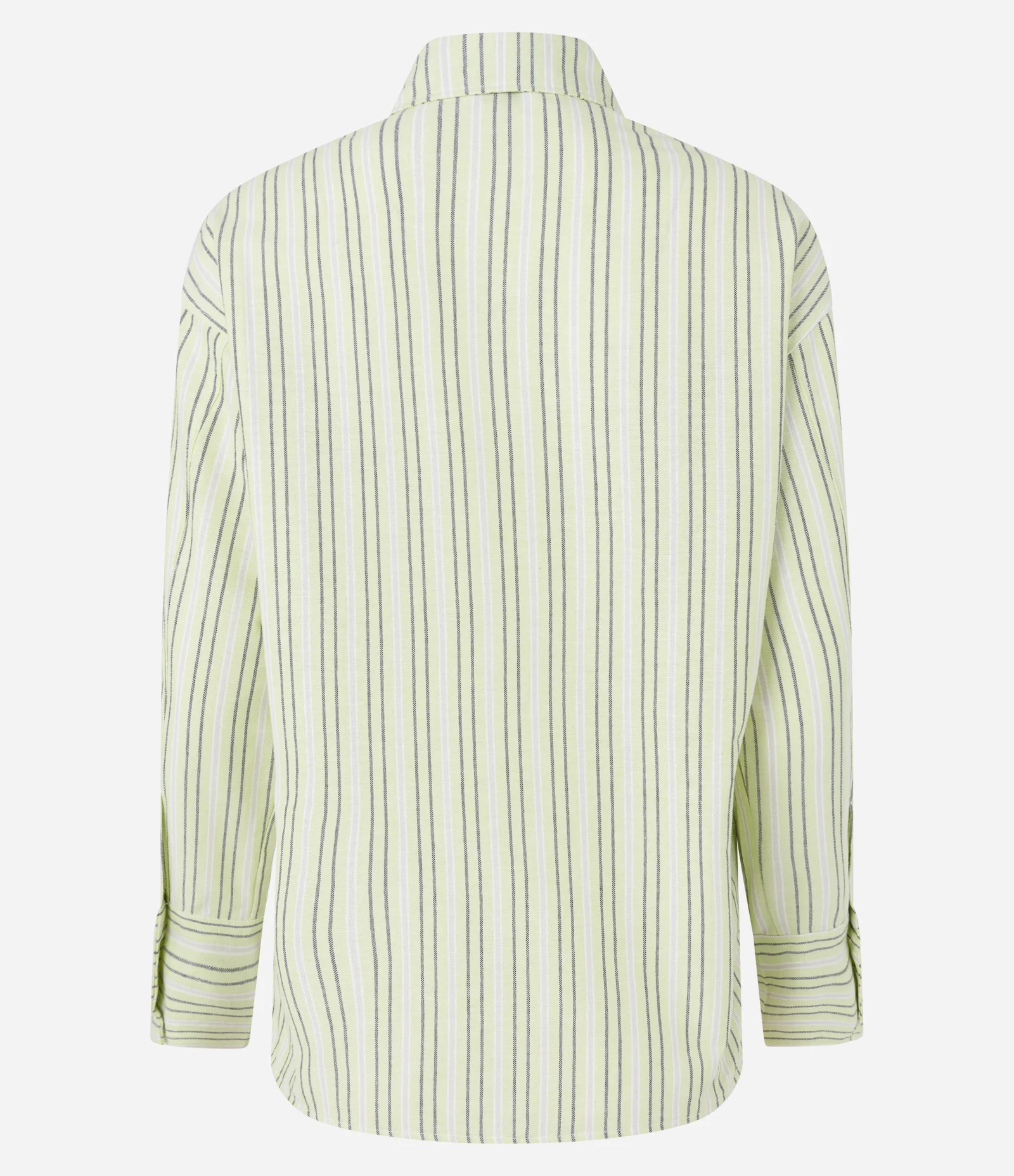 Camisa Alongada em Sarja Listrada com Bolsos Verde 6