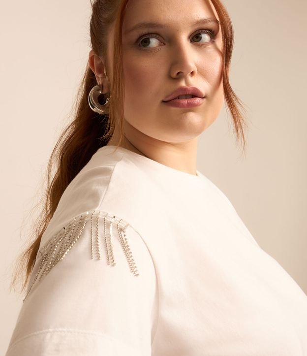 Blusa em Algodão com Strass nos Ombros Curve & Plus Size