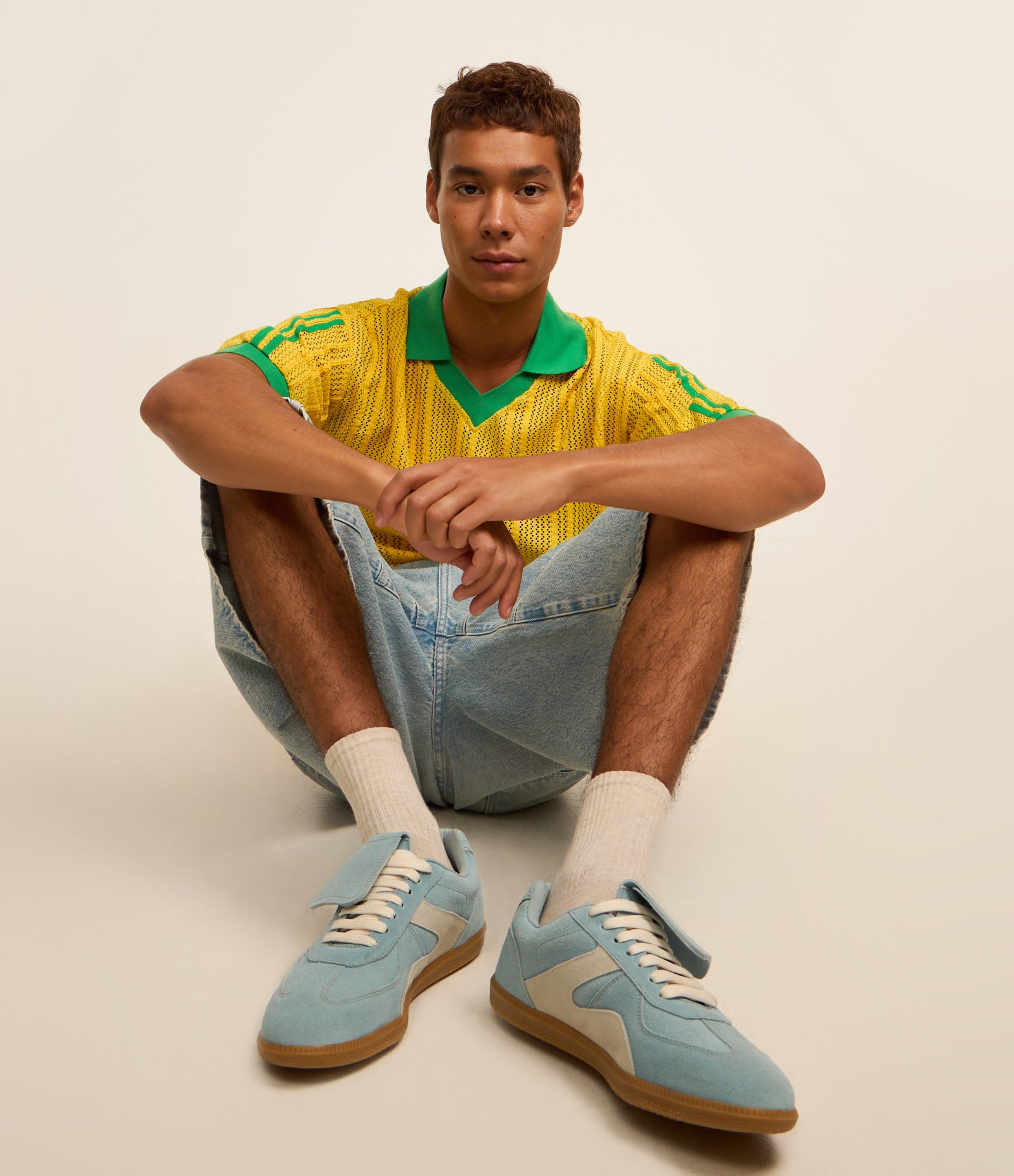 Camiseta Boxy em Laise com Textura e Transparência Amarelo 6