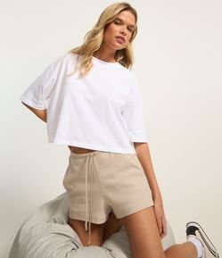 Short Básico em Ribana com Amarração no Cós