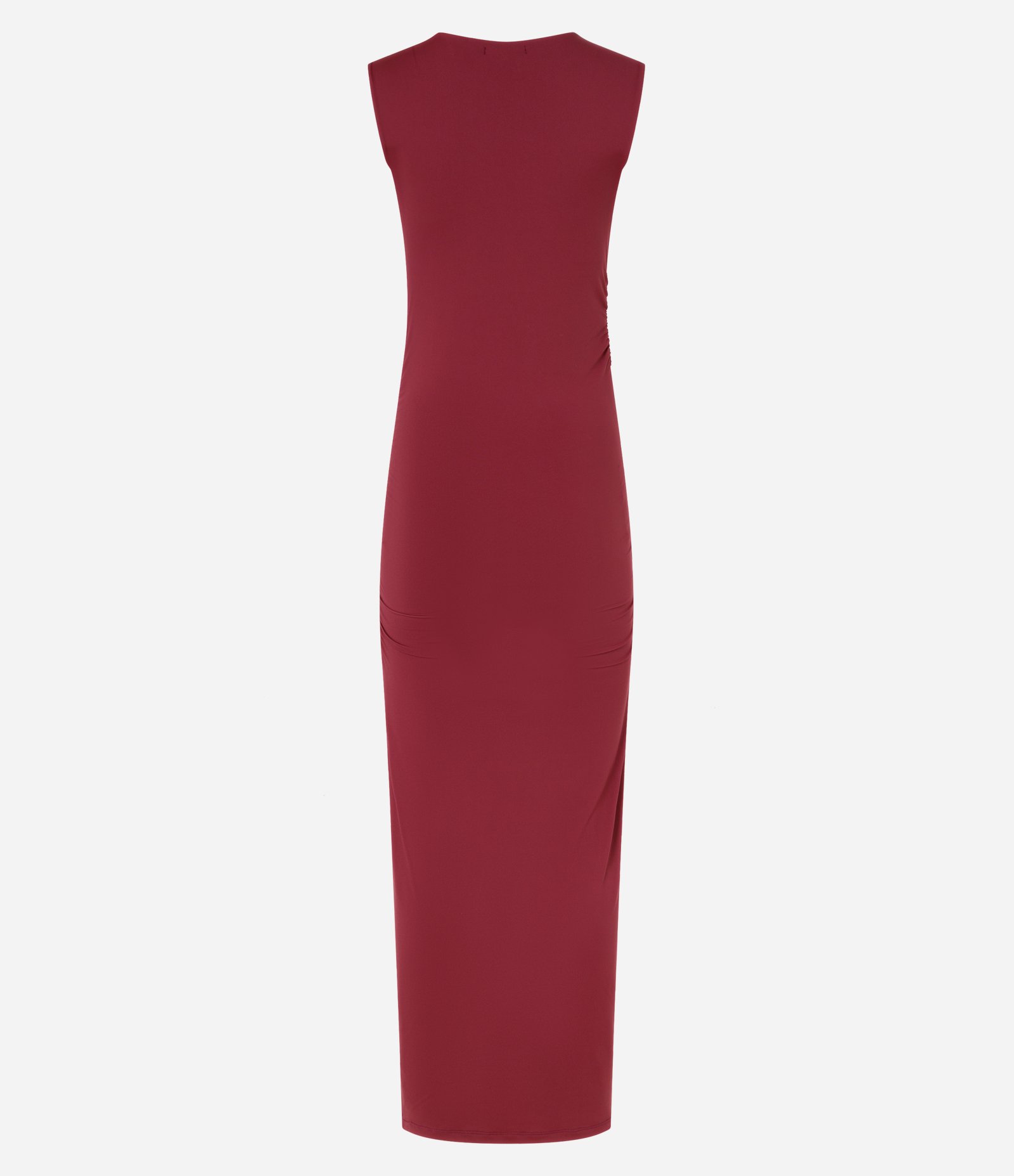 Vestido Reto Midi Sem Manga em Poliamida Bordô 7