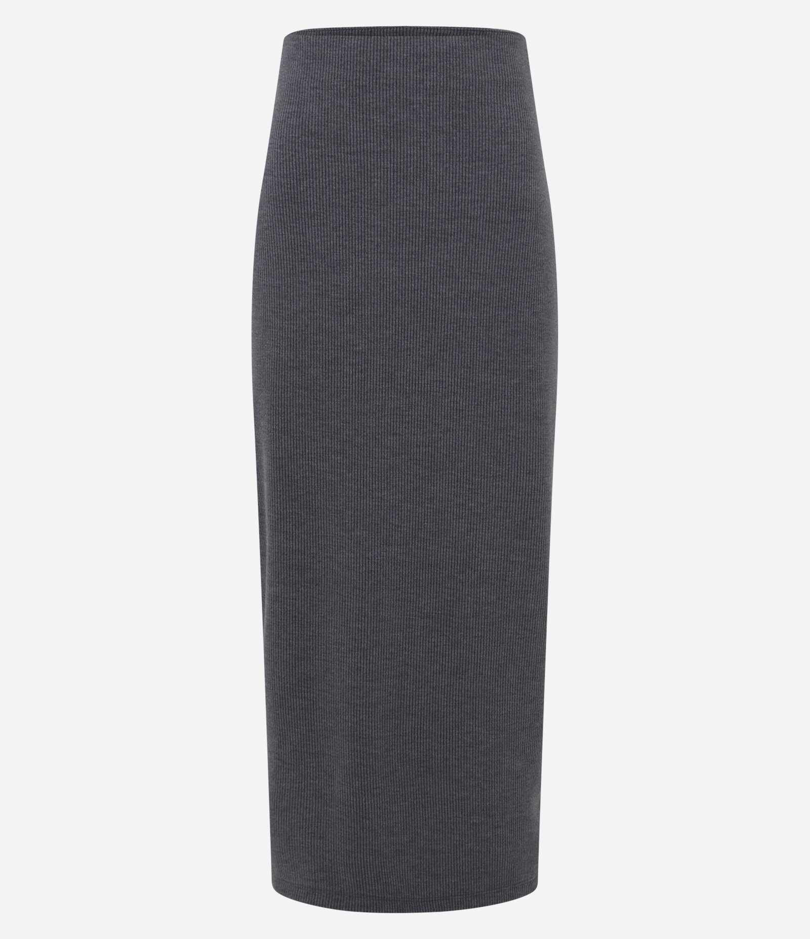 Saia Long Mid em Ribana com Fenda Cinza 5