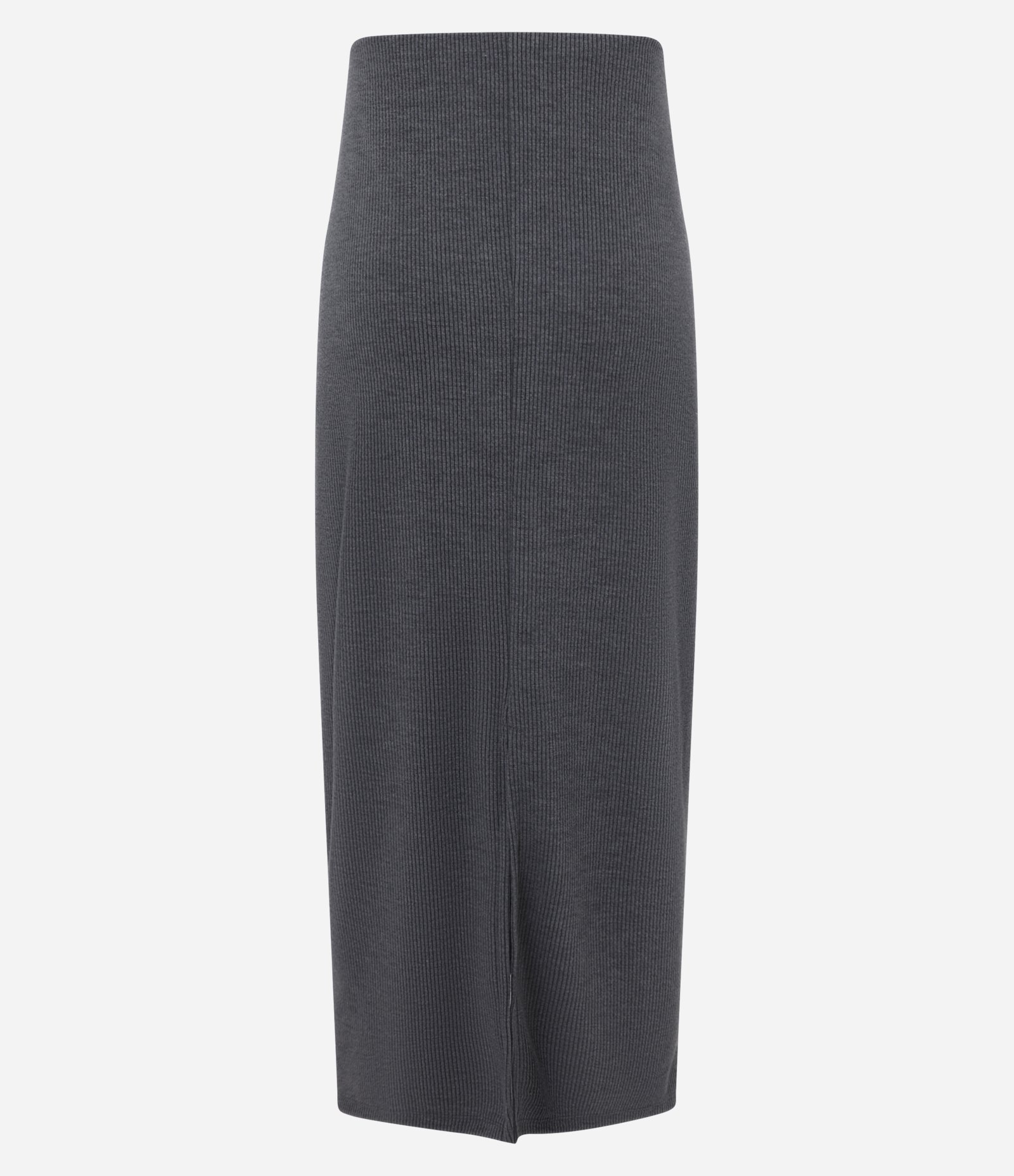 Saia Long Mid em Ribana com Fenda Cinza 7