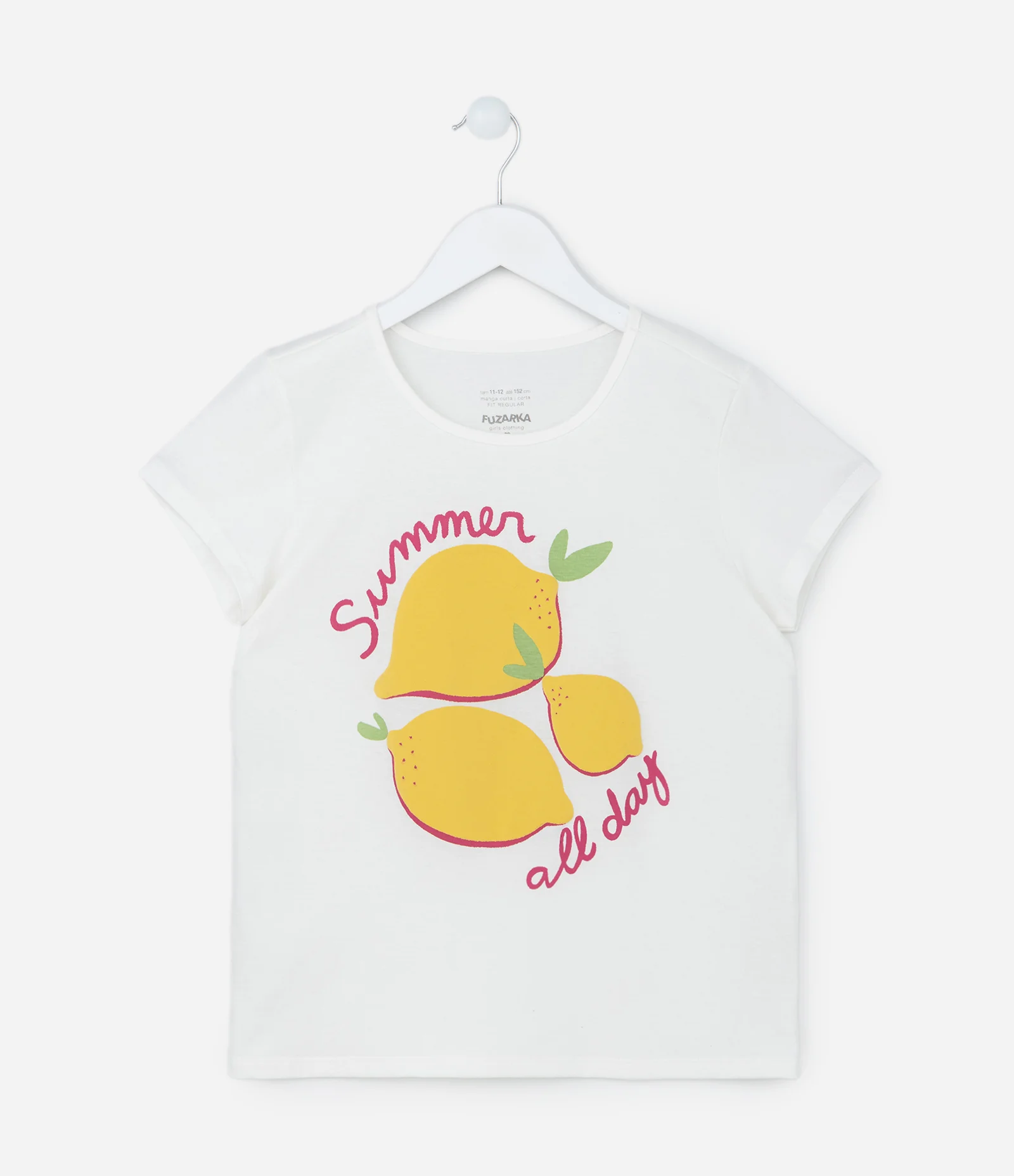 Camiseta Infantil com Estampa de Limões - Tam 5 a 14 Anos Branco Neve 1