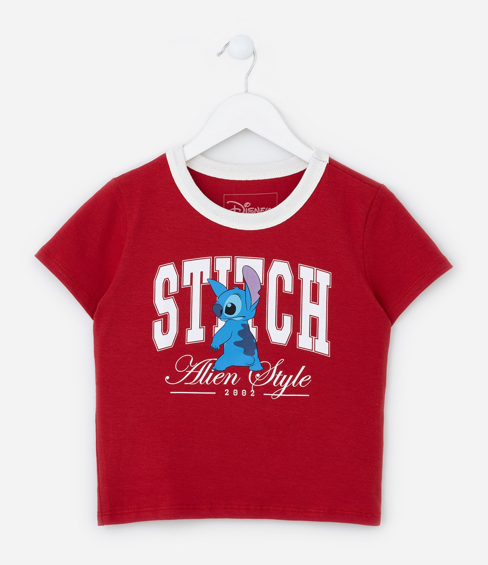 Camiseta Slim Infantil com Estampa do Stitch - Tam 5 a 14 Anos Vermelho 1