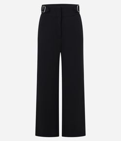 Calça Reta Cintura Alta com Fivelas Laterais