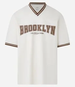Camiseta em Algodão com Estampa Brooklyn