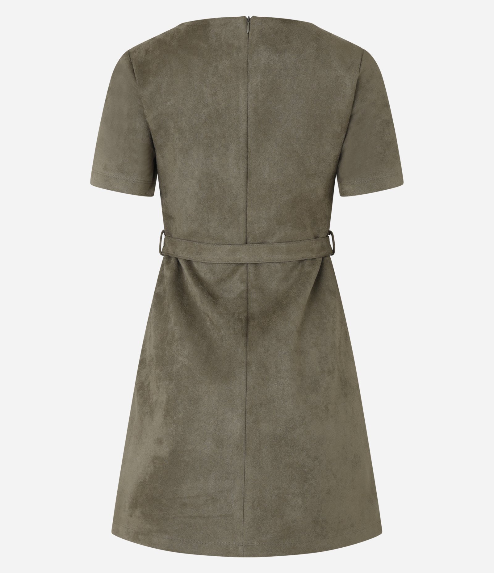 Vestido Curto em Suede com Cinto Verde 7