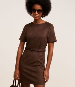 Vestido Curto em Suede com Cinto