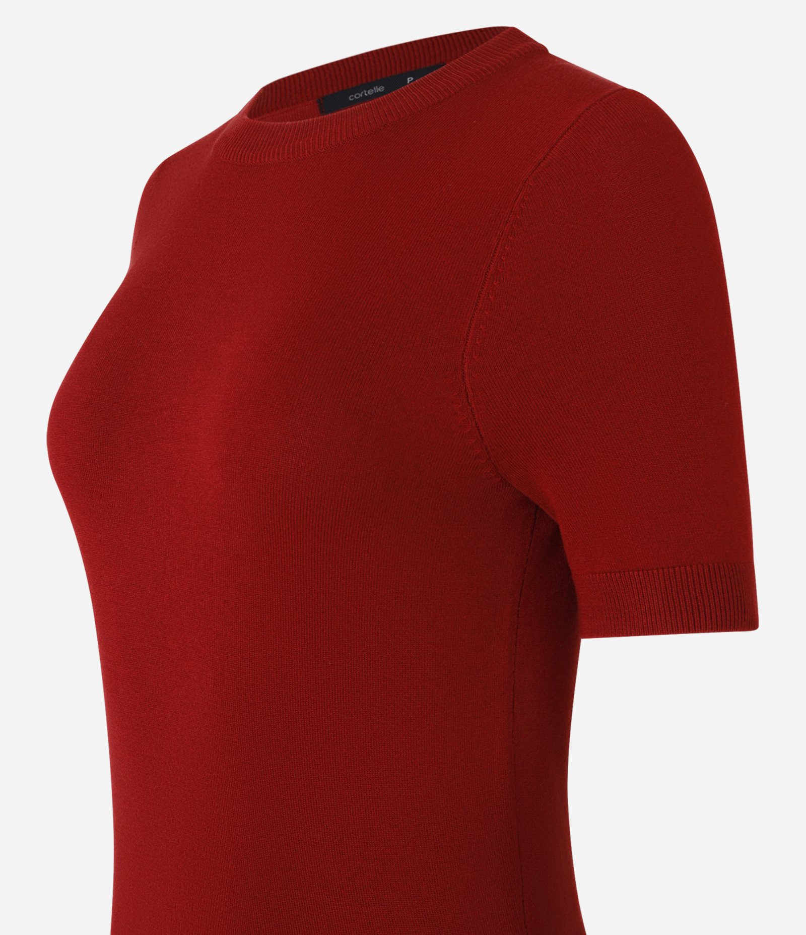 Blusa Básica em Tricô com Barra Canelada Vermelho 7