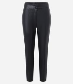 Calça Legging Cintura Alta em PU e Ponto Roma com Recortes