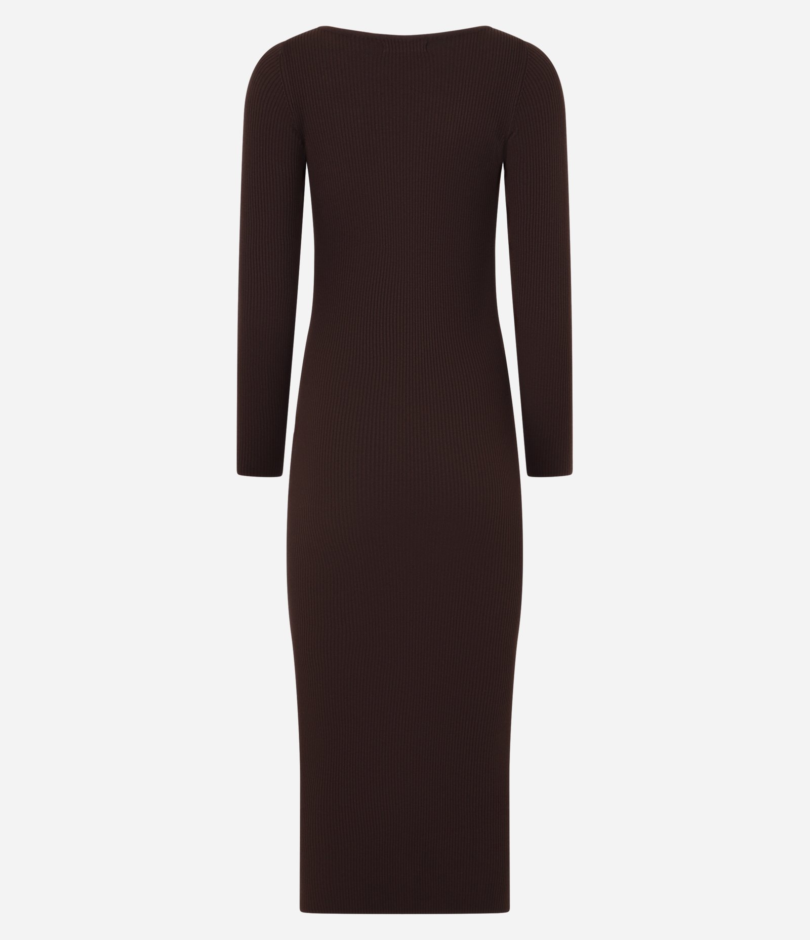 Vestido Midi Justo em Tricô com Gola Canoa Marrom 8