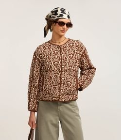 Jaqueta Trucker em Twill Paisley com Bolsos
