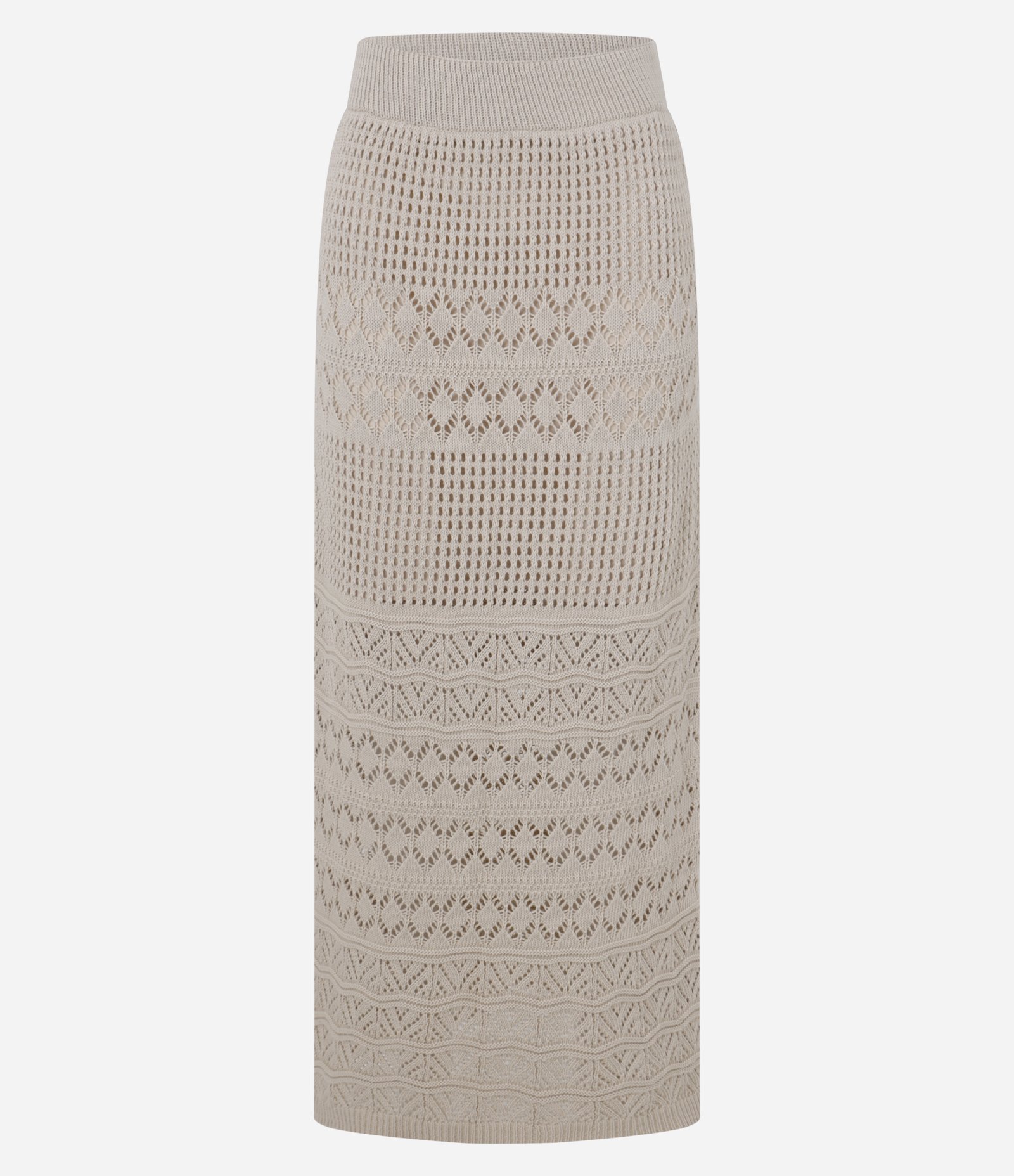 Saia Long Mid em Tricô com Mix de Pontos Bege 6