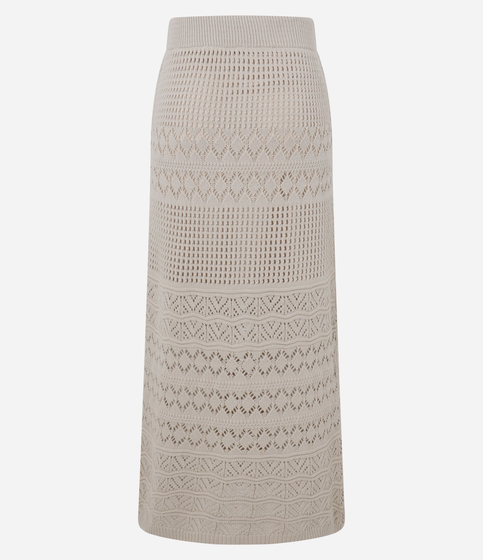 Saia Long Mid em Tricô com Mix de Pontos Bege 8
