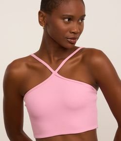 Top Esportivo Com Bojo Textura Canelada E Decote Halter