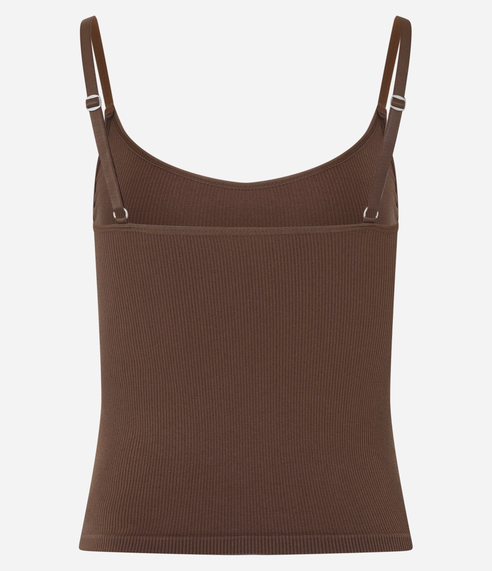 Camisete Seamless Texturizado com Alças Ajustáveis Marrom 8